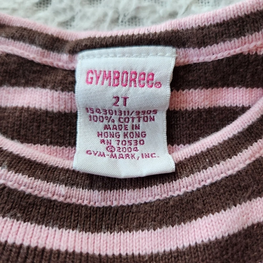 Vintage Y2k Gymboree Giraffe Club Pink Brown Striped Sweater Babydoll Dress  2T